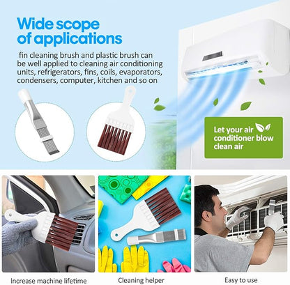 Hommtina 3 Pcs Air Conditioner Condenser Fin Comb/Cleaning Brush, Coil Cleaner Whisk Brush with Window Blinds Brush Dust Cleaner for Refrigerator Evaporator Radiator