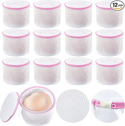 12 Pieces Honeycomb Mesh Laundry Bags for Delicates Underwear Bra Laundry Bags for Washing Machine Sock Laundry Mesh Bags for Delicates Garment Lingerie Wash Bag Net, 6 x 7 Inch (Pink)