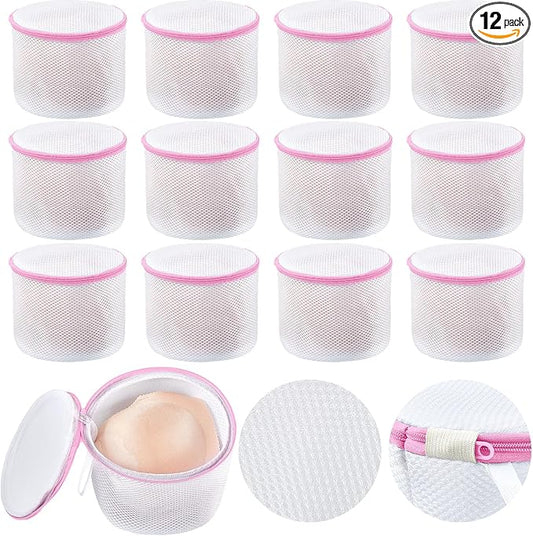12 Pieces Honeycomb Mesh Laundry Bags for Delicates Underwear Bra Laundry Bags for Washing Machine Sock Laundry Mesh Bags for Delicates Garment Lingerie Wash Bag Net, 6 x 7 Inch (Pink)