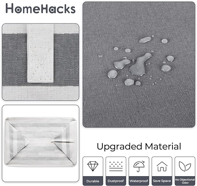 HomeHacks 3-Pack Large Laundry Basket,75L Each Waterproof, Freestanding Laundry Hamper, Collapsible Tall Clothes Hamper with Extended Handles for Clothes in the Dorm and Family-Gradient Grey