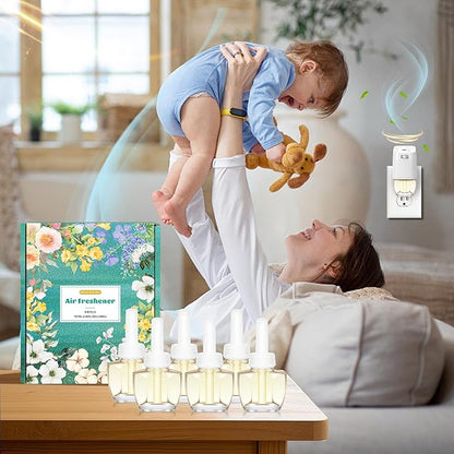 Plug In Air Freshener Refills for Home, Baby Powder Scent for Bathroom & Office, 6 Count Plug Refill, Compatible with Air Wick & Glade, Not Include Glade Plus