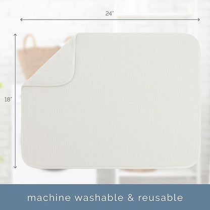S&T INC. Dish Drying Mat XL 2 Pack, 18” x 24”, Absorbent Microfiber Kitchen Counter Mat, Dish Drying Pad for Dishes, Utensils, Pots and Pans, Extra Large, Cream