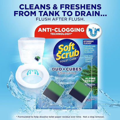 Soft Scrub In-Tank Toilet Cleaner Duo-Cubes, Alpine Fresh, 2 Count (7 Pack)