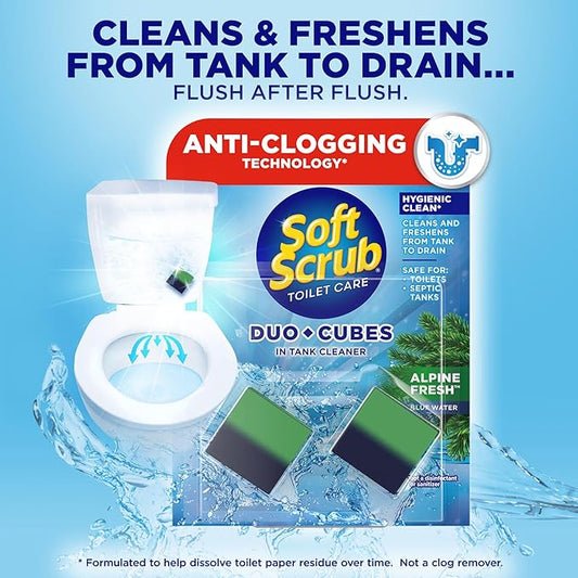 Soft Scrub In-Tank Toilet Cleaner Duo-Cubes, Alpine Fresh, 2 Count (7 Pack)