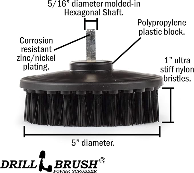 Grill Cleaning Supplies - Nylon Alternative to Wire Brush for Drill - BBQ Grill Brush Electric Spin Scrubber - BBQ Smoker Accessories - Graffiti Remover - Scrubber for Drill - Concrete Scrub Brush