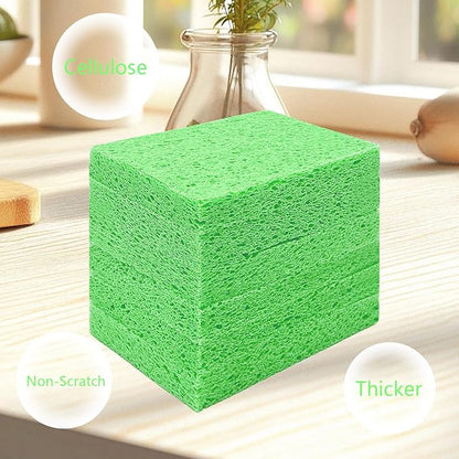Cellulose Sponges, Large Size 4" x 6" x 1" - Heavy Duty Scrub Kitchen Sponge, Clean Tough Messes Without Scratching Kitchen Cleaning Pads, Pop Up Eco DIY (6 Pack), Green
