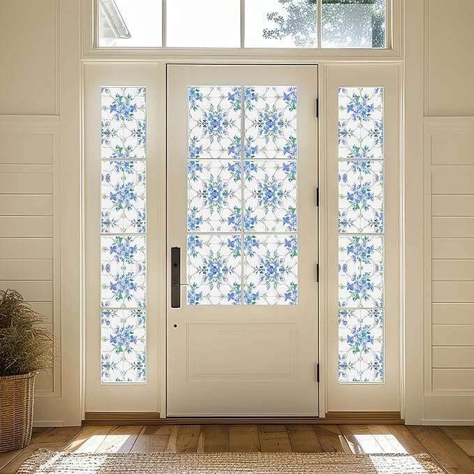 Frosted Glass Window Film, Heat Insulation, UV Block, Anti-Glare, One Way Privacy Tint, Static Cling for Home Bathroom Door, Renter Friendly, Day & Night Privacy