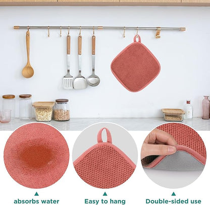 GeeRic Microfiber Dish Drying Mat, Super Absorbent Kitchen Dish Drying Pad, Reversible for Countertop, 7*7 inch Red