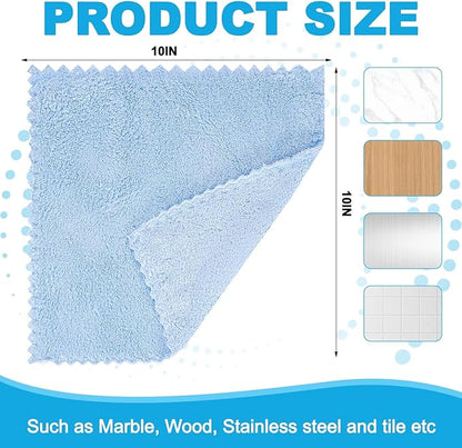 Microfiber Cleaning Cloths, 12 Pack Coral Fleece Cleaning Rags for Housekeeping, Highly Absorbent Reusable Cleaning Towels,10"X10"(Multicolor)