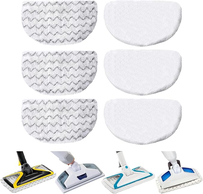 6 Pack Steam Mop Replacement Pads, Compatible with Bissell Powerfresh Steam Mop 1940 1806 1440 1544 Series, Model 19402 19404 19408 2685A 2075A 1940A 1940Q 1940T 1940W, Mop Pads Refills