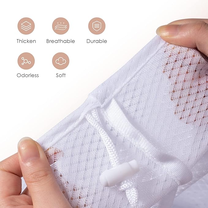 Meowoo Large Mesh Laundry Bag, 24×36inch Heavy Duty Mesh Laundry Bags Drawstring Lockable, Laundry Hamper Liner, Machine Washable, for Travel,Storage, Sports Factories, Dorms, White 2pcs