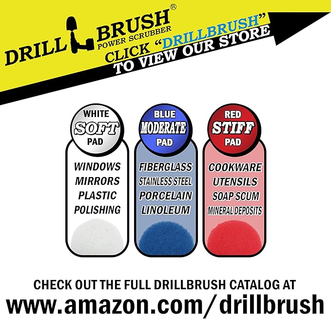 All Purpose Scrub Pads - Six Pack of Cleaning Pads - Bathroom Cleaner - Auto Detailing - Stove Top - Drill Accessories Pads for Deep Clean - Shower Scrubber - Glass Cleaner - Tub Stain Remover
