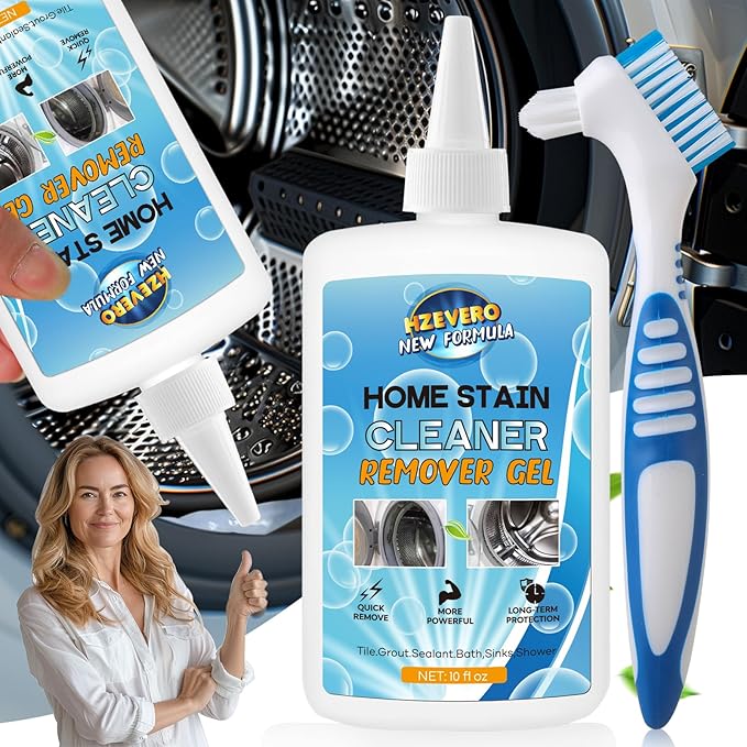 Mold Stain Remover Gel, Washing Machine Cleaner for Front Loader Washer Gasket Rubber Seal Home Stain Removal Gel for Grout, Caulk, Shower, Bathroom, Refrigerator, Bathtub Cleaning Solution 10 Fl Oz