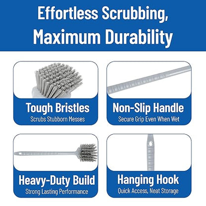 SPARTA 40501EC23 Plastic Large Scrub Brush, Kitchen Brush, Utility Brush With Long Handle For Cleaning, 20 Inches, Gray, (Pack of 6)