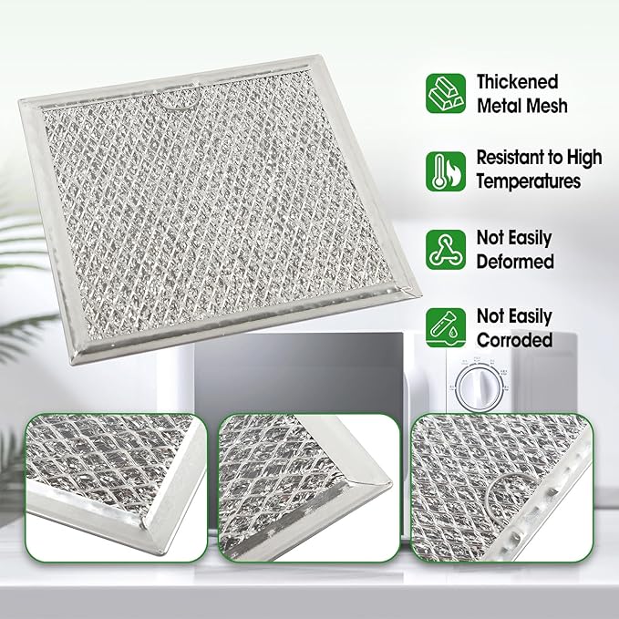 Microwave Oven Grease Filter Fit for Samsung ME19R7041FS ME19R7041FS/AA ME19R7041FT ME19R7041FT/AA ME19R7041FB ME19R7041FB/AA, 2 Pcs Durable Washable Heavy-Duty Grease Trapping