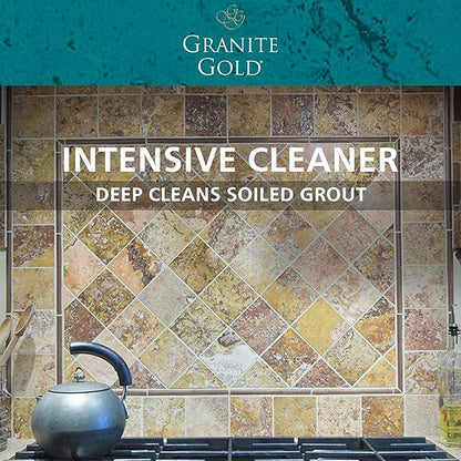 Granite Gold Grout Cleaner Spray with Brush for Stone, Ceramic, Glass & Colored Grout, 24 Ounce