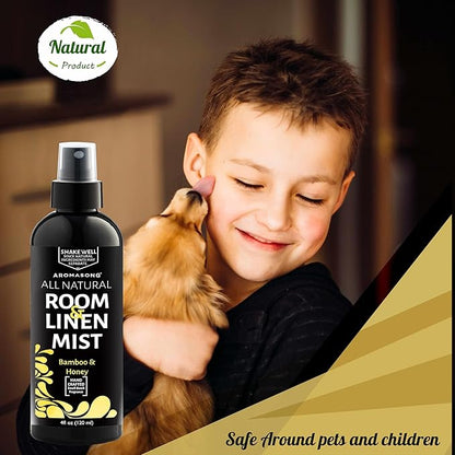 All-Natural Bamboo & Honey Room and Linen Spray, for Sheets, Pillow, Fabric, Bed, Air Freshener Calming, Sleeping, Relaxing, Stress Relief - Refreshing Scent, Removes Smell