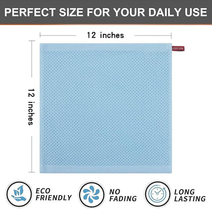 Kitinjoy 100% Cotton Kitchen Dish Cloths (12 X 12 Inches, Sky Blue), 6 Pack Waffle Weave Ultra Soft Absorbent Dish Towels for Drying Dishes Quick Drying Kitchen Towels Dish Rags