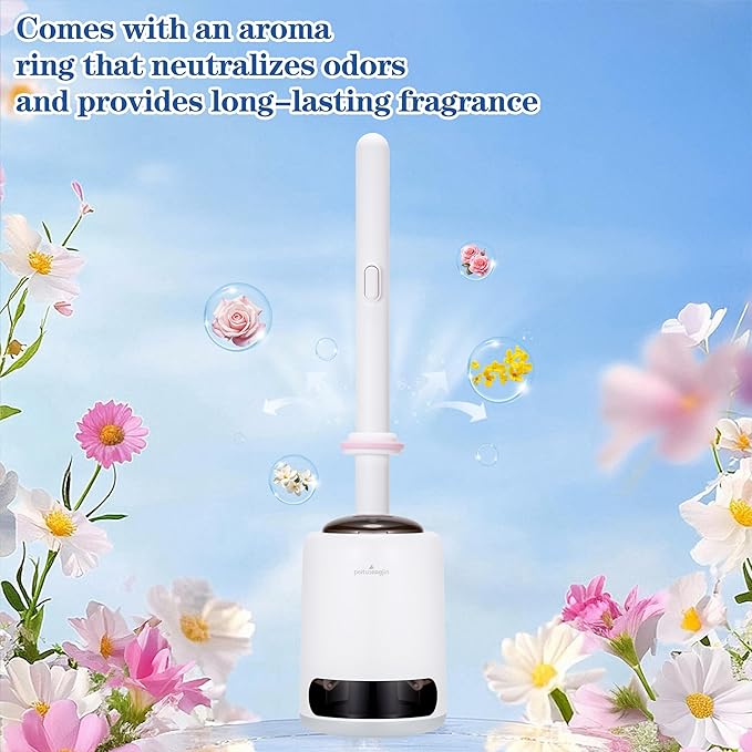 Disposable Toilet Brush: an Innovative Automatic pop-up Toilet Brush that Comes with 24 Replacement Brush Heads and 3 air-freshening Scent Rings. Toilet Brush and Set.360° Cleaning