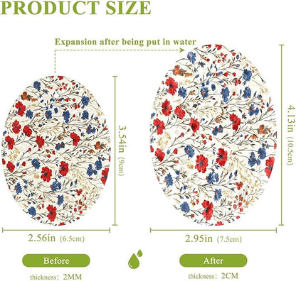Red Blue Wildflowers Kitchen Scrub Sponges, Pop-up Kitchen Cleaning Sponges Reusable Dish Washing Sponges for Bathroom Household Cleaning 3 Pack - Non Scratch Scrubber