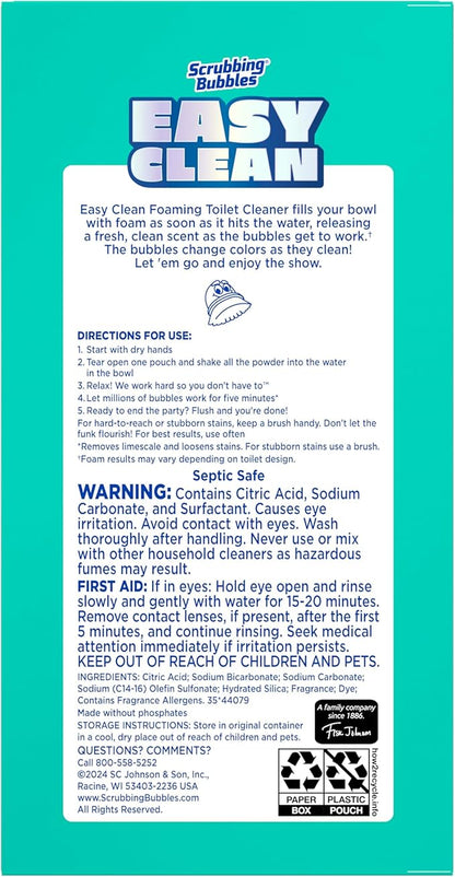 Scrubbing Bubbles Easy Clean Foaming Toilet Bowl Cleaner, Easy Drop In Powder Pouches, 100g (2 Pouches) (Pack of 6)
