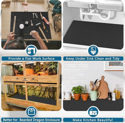 Self Adhesive Shelf Liner, Peel and Stick Drawer Liner Waterproof Contact Decor Liner with Grain Texture for Kitchen Walls Cabinets, Bedroom Classroom, Cover Book (Black, 17.5 x 118.1 inches)