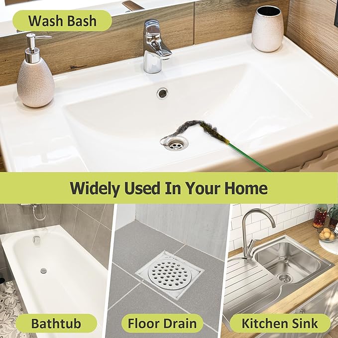 Kelly's Collection Drain Snake Hair Drain Clog Remover(5 Pack), 30 Inch Unbreakable Metal Sink Snake Drain Hair Removal Tool, Long/Flexible/Thin Drain Cleaner Tool to Unclog Bathroom Sink, Tub, Shower