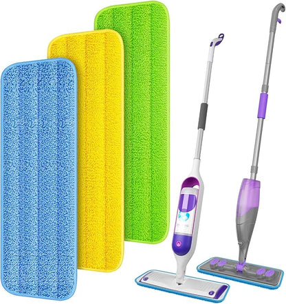 Reusable Mop Pads for Swiffer PowerMop - 3 Pack Wet Dry Microfiber Refills for Floor Cleaning - Washable Mopping Replacement for Home Kichen - Sweeping Cloths for 13"-15" Spray Mop Colorful