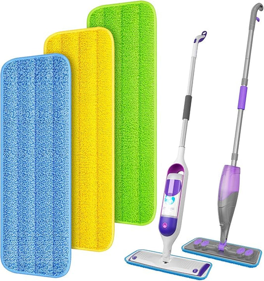 Reusable Mop Pads for Swiffer PowerMop - 3 Pack Wet Dry Microfiber Refills for Floor Cleaning - Washable Mopping Replacement for Home Kichen - Sweeping Cloths for 13"-15" Spray Mop Colorful