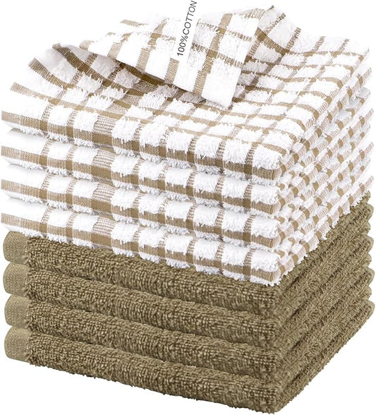Nialnant 8PCS Dish Cloths,100% Cotton Soft Absorbent Cleaning Rags,Quick Drying Dish Towels for Kitchen,Washing Dishes-Little Yellow-12x12in