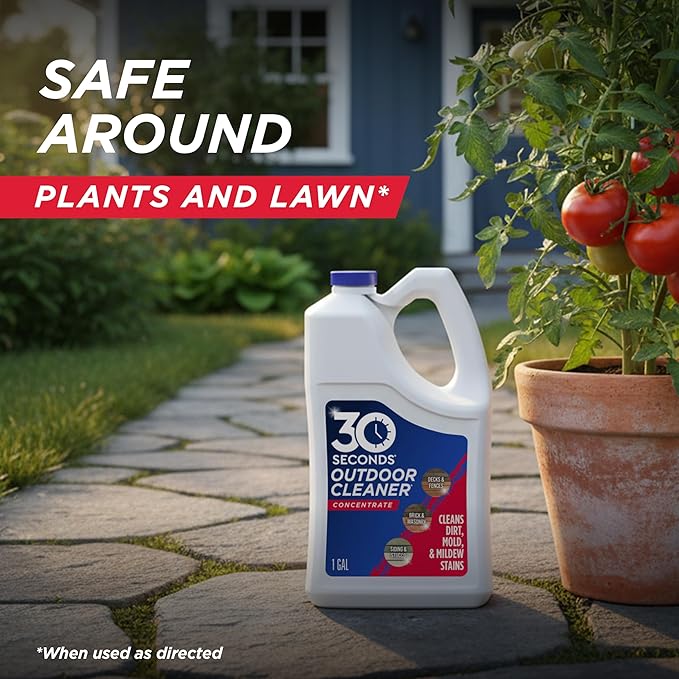 30 SECONDS Outdoor Mold & Mildew Stain Remover | Concentrate | Gallon | Vinyl Siding Fences Patios & More