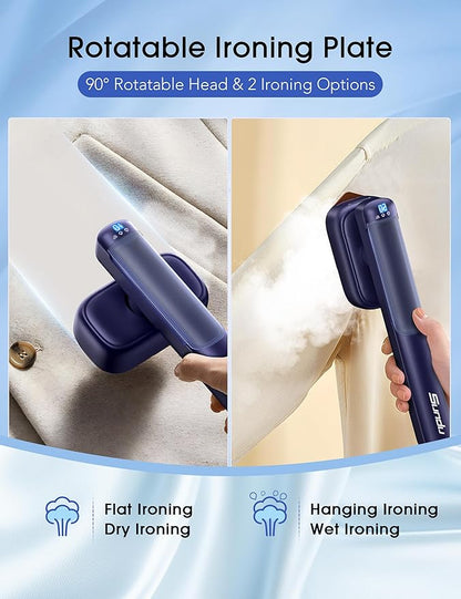 Travel Steamer for Clothes with 180 ml Water Tanks,15s Fast Heat-up,24 g/min Strong Steam Performance, Portable Garment Steamer with Touch Control, LED Display, Steam Iron