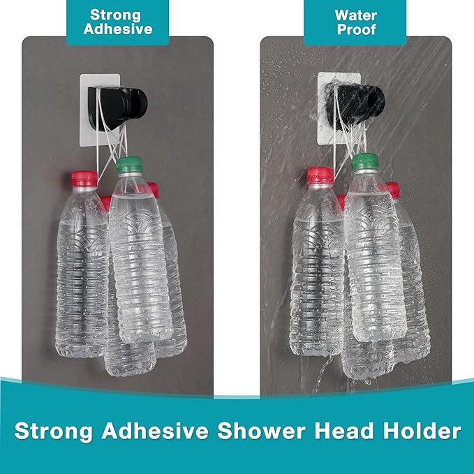 Handheld Shower Head with on off Switch&Built-in Power Spray,7-Setting High Pressure Spray Shower Wand with 79in Long Hose&Bracket and Extra Adhesive Shower Holder for Lower Mount,Black