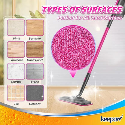 KEEPOW Microfiber Steam Mop Pads Compatible with Schenley Steam Mop 7 in 1, Washable and Reusable Mop Replacement Pads Steam Cleaner Attachments for Multi Surface Floor 2 Pack