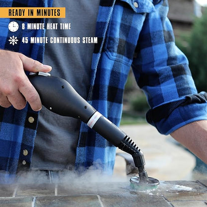 McCulloch MC1275 Heavy-Duty Steam Cleaner, 45 Minute Runtime, 18 Accessories: Mop Head, Brushes, & More - Built for Home, Tile, Grout, Carpet, Furniture, & Personal Car Detailing