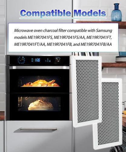 2-Pack Microwave Oven Charcoal Filter Fits for Samsung Model Numbers ME19R7041FS,W,B,T/AA, ME19R7041FS,W,B,G/AC,and More