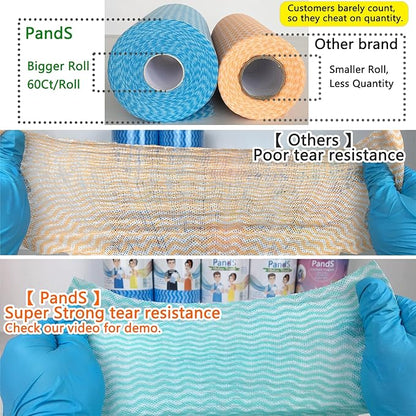 Reusable Paper Towels Washable, 60 Cts Disposable Cleaning Dish Cloths, Multi-Purpose Kitchen Wipes Roll, Pink