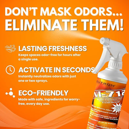 NI-712 Fresh Orange Odor Eliminator Spray (2 Bottles)– Powerful, Long-Lasting Odor Neutralizer – Instant Air Freshener for Home, Car & More – Pint-Sized (16 oz)
