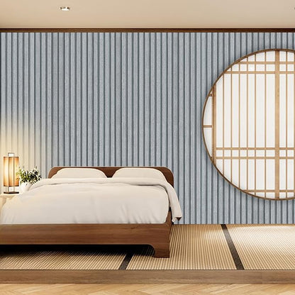 Gray Wood Slat Peel and Stick Wallpaper - 23.6"x120" Textured Faux Wood Self-Adhesive, Waterproof Removable Wall Panel for Bedroom, Living Room, Office - Easy Install