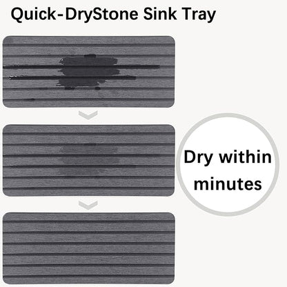 NiuYichee 2 PCS Water Absorbent diatomite Coasters, 10.2" x 4" Water Absorbing Stone Tray for Sink, Stone Drying mat for Kitchen Counter, Stone soap Tray Used for Hand Soaps & toiletries & Plants