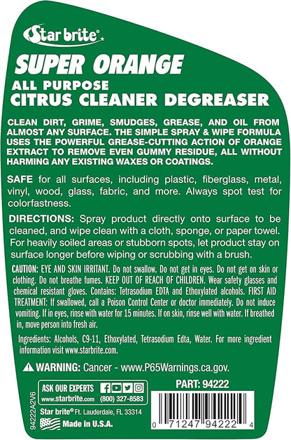 Star Brite Super Orange All-Purpose Citrus Cleaner Degreaser - Remove Dirt, Grime, Grease, Smudges, Oil & Gummy Residue - Biodegradable