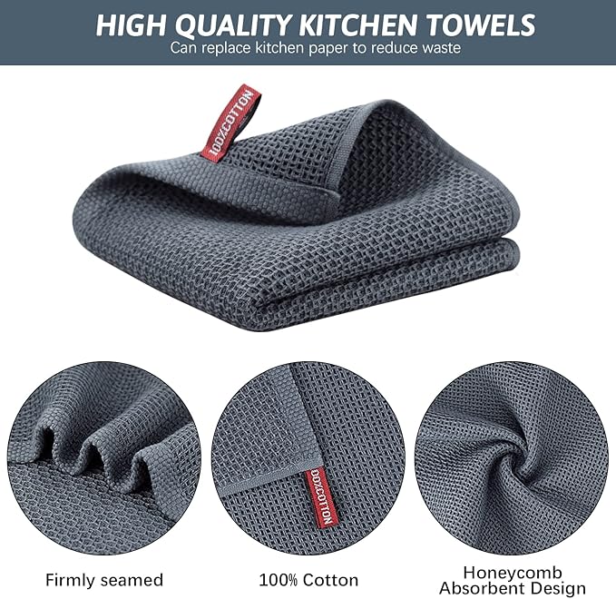 Nialnant 6 Pack Kitchen Towels,Large 100% Cotton Hand Towels,Absorbent Dish Towels for Drying Dishes-13x28 Inches,Multi Color