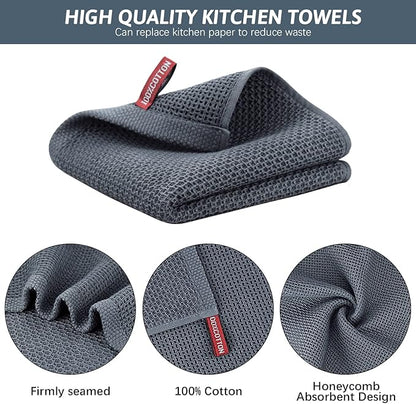 Nialnant 6 Pack Kitchen Towels,Large 100% Cotton Hand Towels,Absorbent Dish Towels for Drying Dishes-13x28 Inches,Multi Color