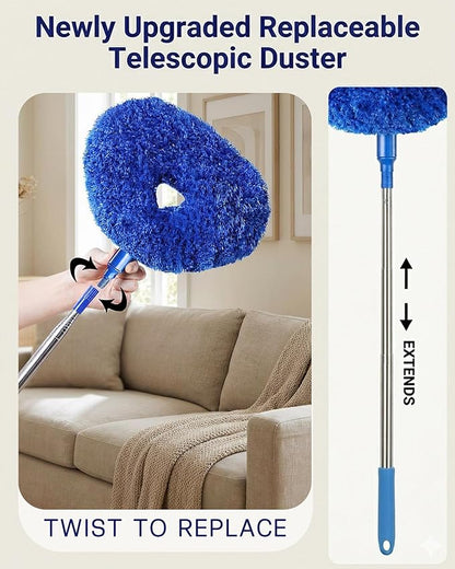 Dusters for Cleaning, 5-in-1 Dusters, Ceiling Fan Cleaner Duster with Extension Pole, Microfibe, Cobweb and Chenille Duster for Fans, Blubs, Cars, Blinds and Furniture