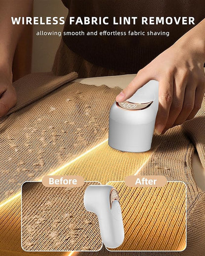 Fabric Shaver Lint Remover for Clothes, LED Display, 6-Leaf Blades, Rechargeable Sweater Defuzzer for Wool Cashmere Blanket Curtain Couch