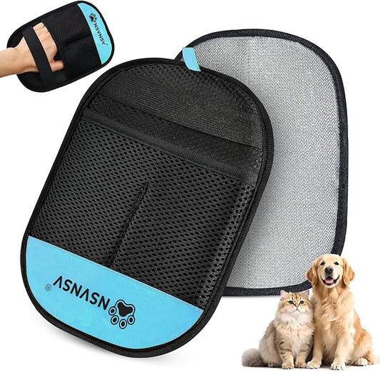 NSVNSV Pet Hair Removal Glove for Dog and Cat, Reusable Pet Hair Remover, Magic Brush Pet Hair Removal Tool, Pet Grooming Gloves for Couch, Clothing, Carpet, Furniture, Car Seats, Blue, 1pcs