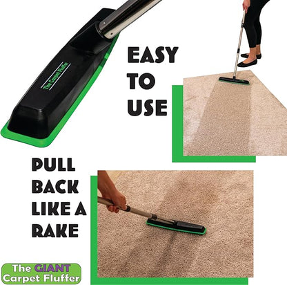 Giant Carpet Fluffer Large Carpet Rake for Reviving Matted Rugs & Pile Restoration, Removing Pet Hair, Fluffing Carpet Fibers