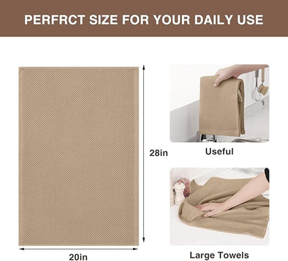Homaxy 100% Cotton Waffle Weave Kitchen Dish Towels, Ultra Soft Absorbent Quick Drying Cleaning Towel, 20x28 Inches, 4-Pack, Tan