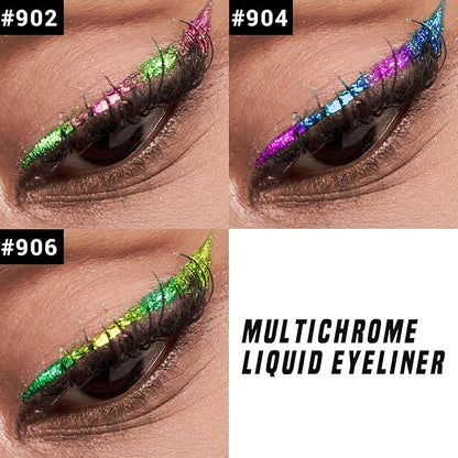 CHARMACY Chameleon Liquid Eyeliner, Liquid Glitter Eyeliner, Highly Pigmented, Metallic Intense MultiColor Shifting waterproof Eyeliner, Ultra-Fine Tip, Longwearing, Smudge-proof (#SET2-902/904/906)