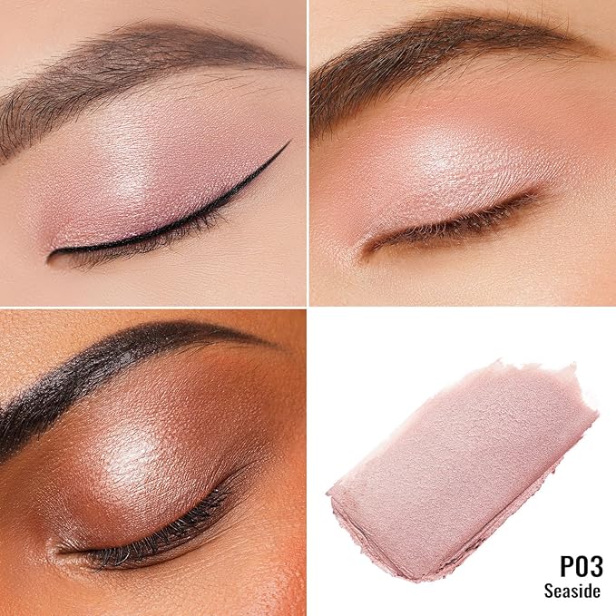 Oulac Cream Eyeshadow also for Highlighter Large Capacity Highly Pigmented Eye Shadow Waterproof &Long Lasting with Moisturizing Formula, Shimmer Glitter Eye Makeup. 6g.P06+P03